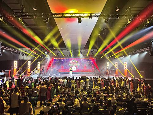 Multi-day convention hall with audio, lighting and video walls produced by Prime AV
