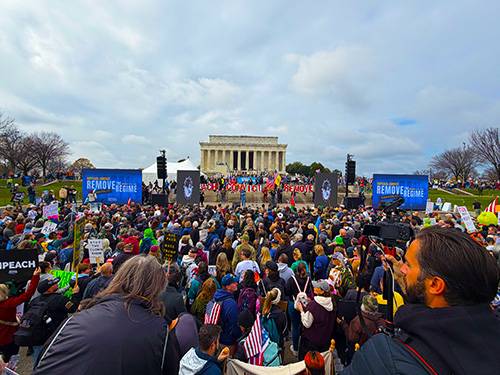Neutral, professional AV production setup for a nonpartisan government or political event by Prime AV