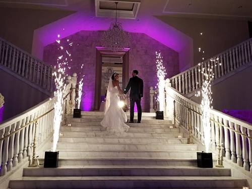 Atmospheric special-effects lighting with haze and beams at a live event produced by Prime AV in the Washington, DC area