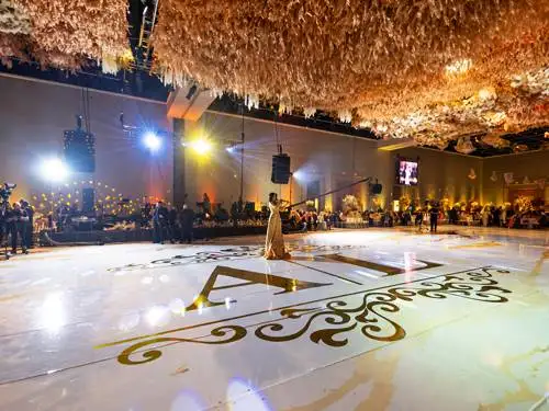 Wedding reception with uplighting, sound and staging by Prime AV in Virginia