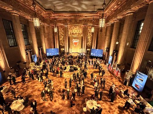 Podium and microphone audio setup for speeches and toasts at a gala by Prime AV