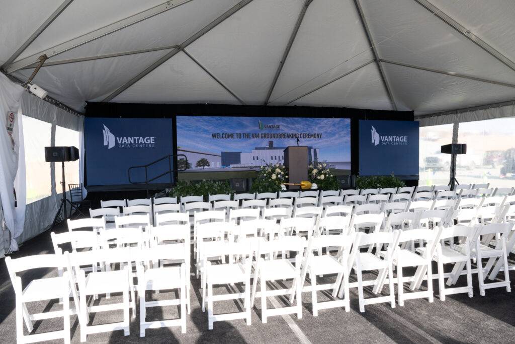 LED video wall and screens at a groundbreaking ceremony