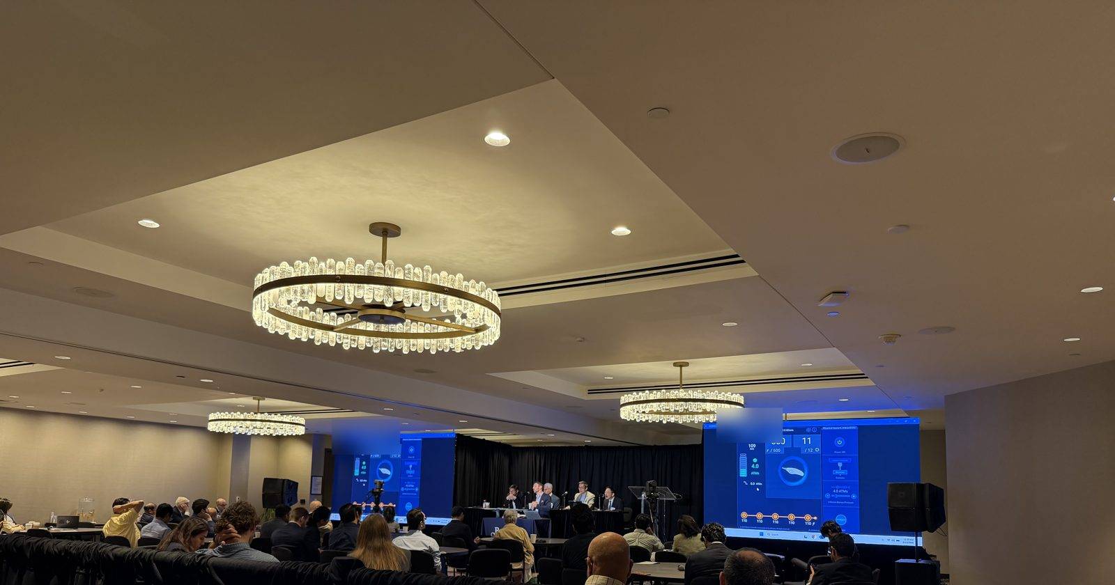 LED video walls carrying the live feed at a medical conference in a Washington DC hotel ballroom